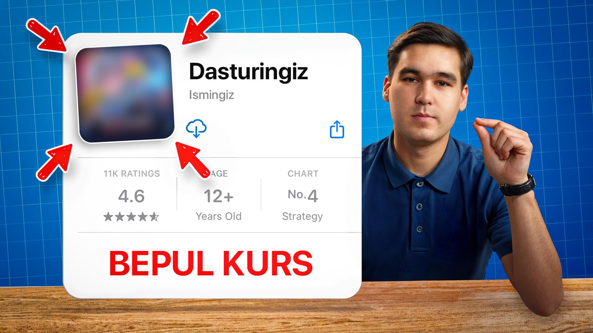 Bepul, sifatli Mobil ilova yasash kursi kursi - Ustoz ai. Ustoz Dilyorjon Ikromov
